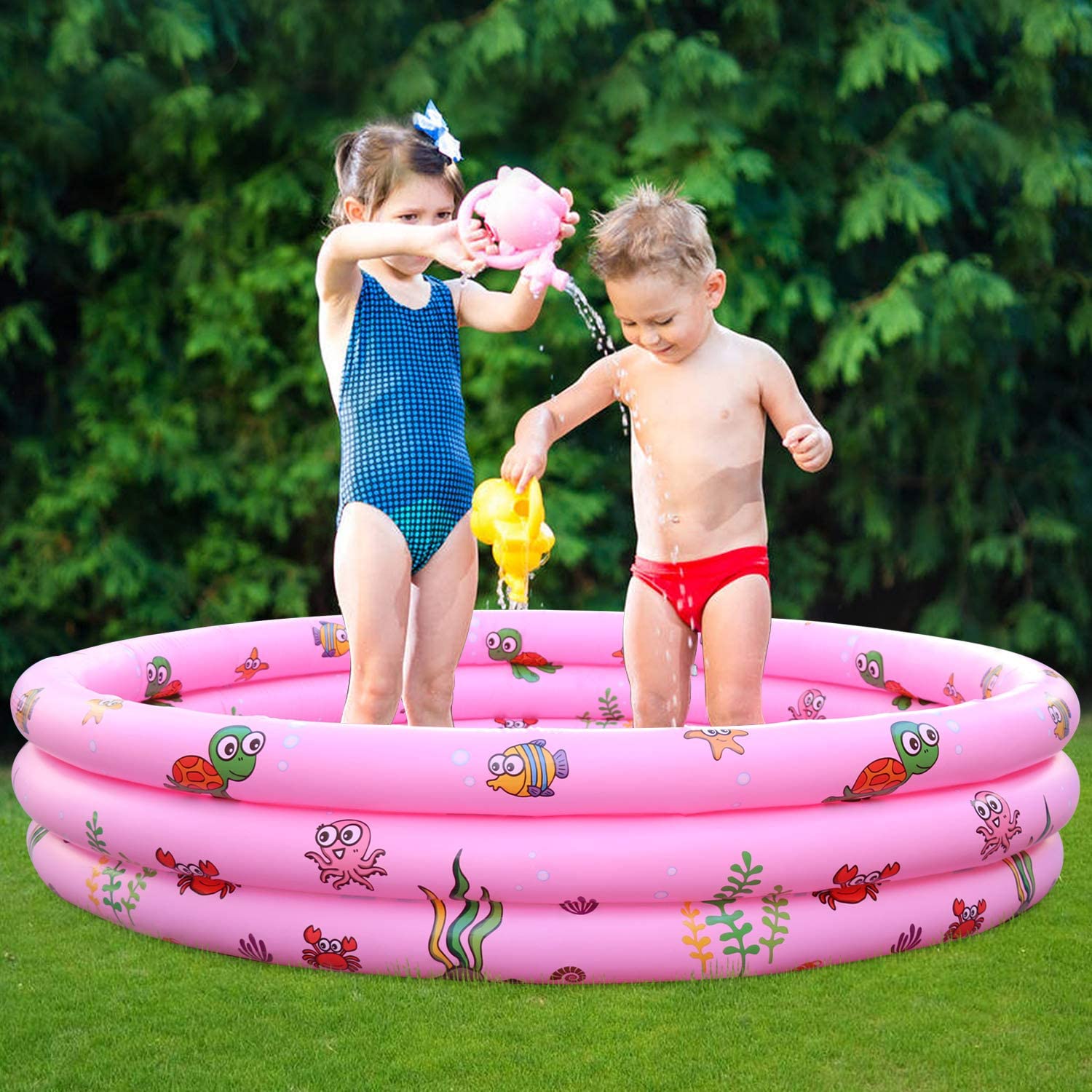 Game　Center　Children　Pool　Inflatable　Play　Above　Swimming　Pool,55　Water　inch　for　Pool　Backyard　Kids　Round　Pool　Ground　Toddlers　Inflatable　Cartoon　Kids　Outdoor　Pink