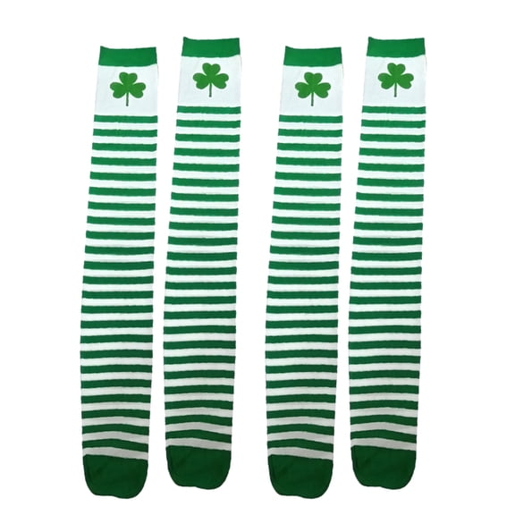 Toddmomy 2Pairs Long Spandex Stockings Shamrock Socks for Women Patricks Day Accessories 70*39in