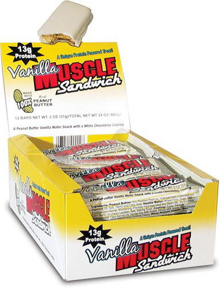 Muscle Sandwich Protein Bar, Vanilla, 13g Protein, 12 Ct