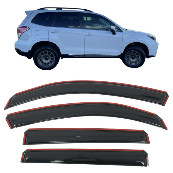 Ikon Motorsports In-Channel Window Visors Fits 2014-2018 Subaru Forester, Slim Style Side Door Rain Vent Guard Deflectors, Acrylic Smoke 4PCS