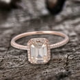 thumbnail image 2 of 7x9mm Emerald Cut 3.75 Carat Diamond Moissanite Engagement Wedding Ring 10k Rose Gold Halo Antique Design, 2 of 6