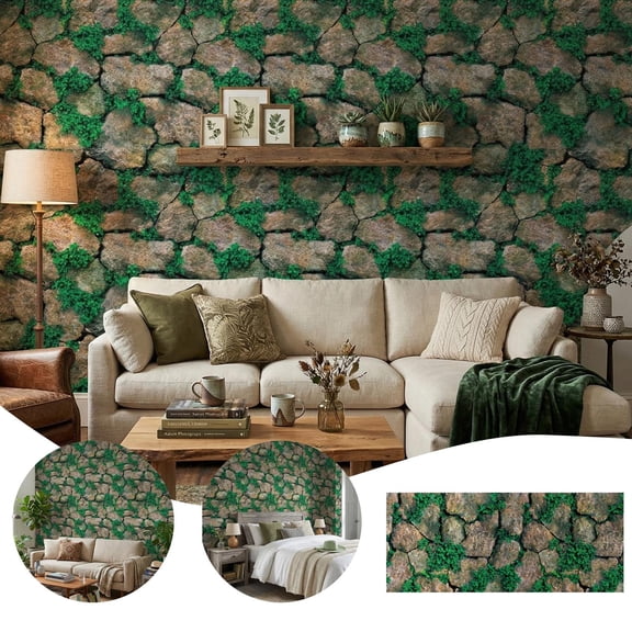 Reptile Terrarium Background Sticker 3D Rock Wall Tank Backdrop Self Adhesive Reptile Habitat Decor For Gecko Lizard Home(Green-100X45Cm)