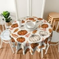 thumbnail image 5 of Fall Tablecloth Round 60 Inch Burnt Orange White Pumpkins Leave Table Cloth,Stain Resistance Polyester Thanksgiving Day Harvest Table Covers for Kitchen Dining,Small Tablecloth for Party Picnic, 5 of 6