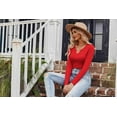 thumbnail image 4 of Zeagoo Womens Tops Long Sleeve Shirt Casual V-Neck Rib Knit Pullover Tee Basic Solid Trendy Fall Going Out Tops Underscrub Casual Outfits, 4 of 5
