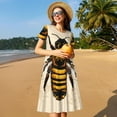 thumbnail image 4 of Daiia Honey Bee Print Women's Dresses 2025 Trendy Short sleeve Dresses Casual Baggy Flowy Maxi Sun Dresses, 4 of 6