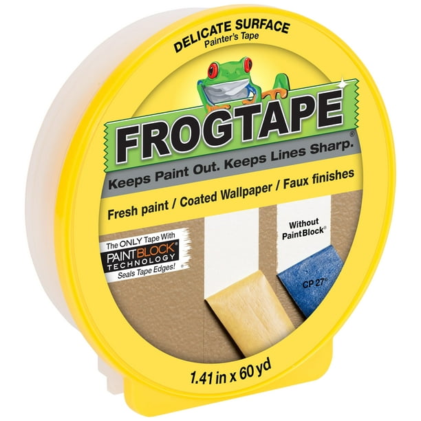 Cinta adhesiva de pintor FrogTape, superficie delicada, 3,6 cm x 55 m, color amarillo