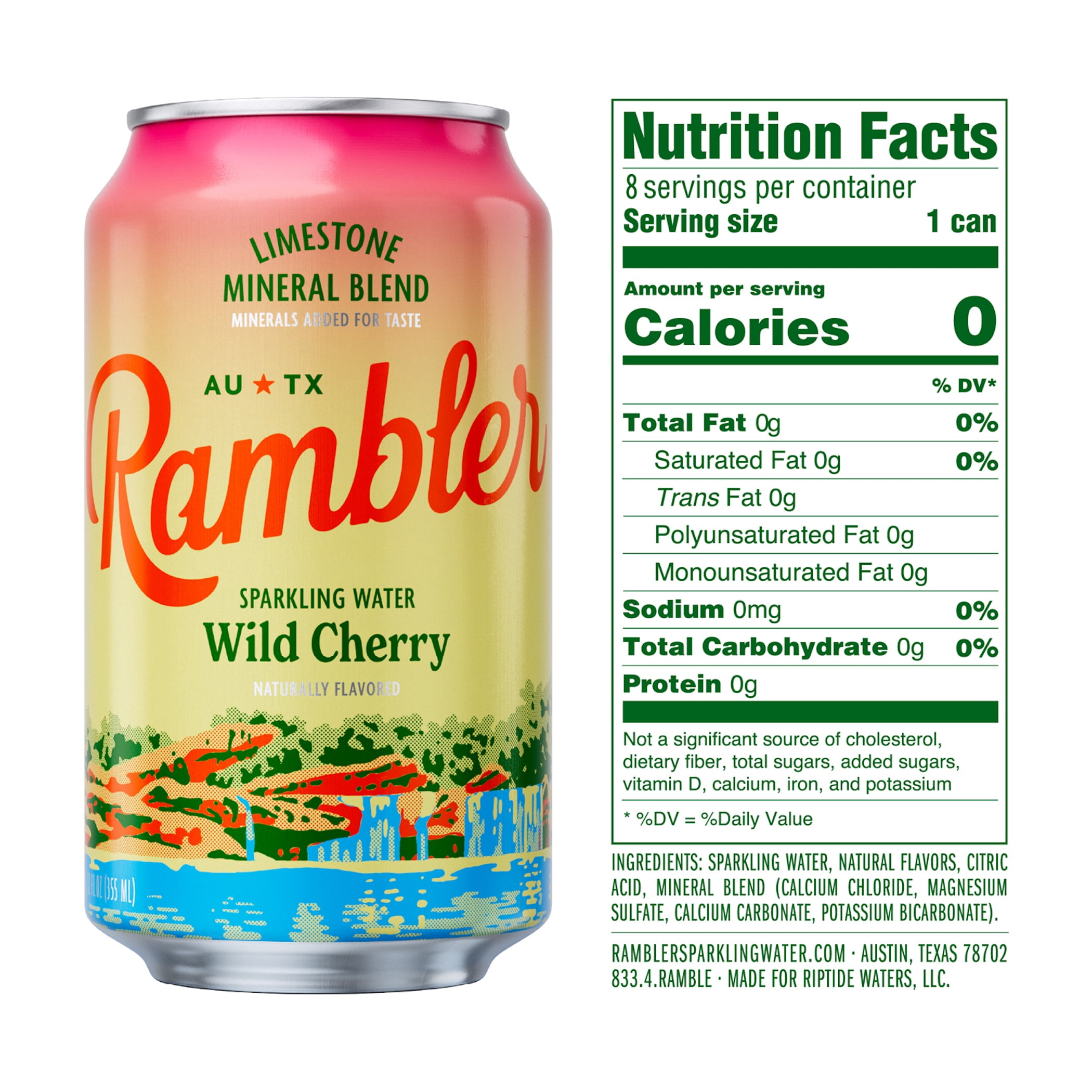 Rambler Wild Cherry Sparkling Water 8 - 12 fl oz Cans
