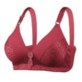 thumbnail image 2 of Fsqjgq Sports Bras for Women Plus Size Jacquard Cotton Cup Breathable Bralettes Adjustable Padded Lightly Lined Wireless Push Up Bras Underwear Red 40, 2 of 4