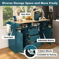 thumbnail image 4 of JESTOP 55.7" Large Kitchen Cart Island on Wheels Foldable Dining Table with 2 Drop Leaf, Power Outlet, 3 Drawers, Wood Storage Cabinet, 4 of 8