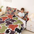 thumbnail image 3 of Manfei Wild Bear Patch Queen Sheets,Vintage Camouflage Print Queen Sheet Sets,Red Brown,4 Pieces,1 Flat Sheet, 1 Fitted Sheet and 2 Pillowcases, 3 of 6