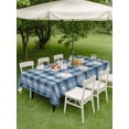 thumbnail image 4 of Outdoor Tablecloth with Umbrella Hole for Patio/Picnic/Party/Camping, Blue Plaid Waterproof Table Cloth Rectangle Table Cover Washable, Modern Simple Watercolor Buffalo Lattice (60"x 120"), 4 of 8
