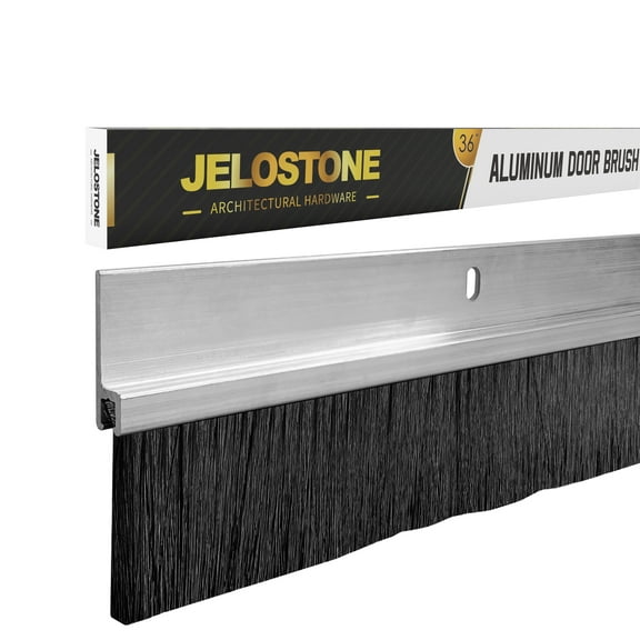 JELOSTONE 2 Pack - 36'' Aluminum Door Sweep with Nylon Brush Seal(Clear Anodized), UL Fire-Rated, Weatherstrip for Energy Efficiency, JS-NB181