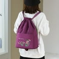 thumbnail image 2 of Women Drawstring Backpack with Zipper Pocket Floral Print Backpack Yoga Backpack, 2 of 7
