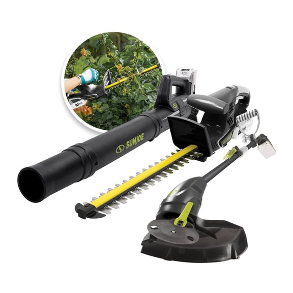 Open Box Sun Joe IONMAX Cordless Leaf Blower, Grass and Hedge Trimmer Kit