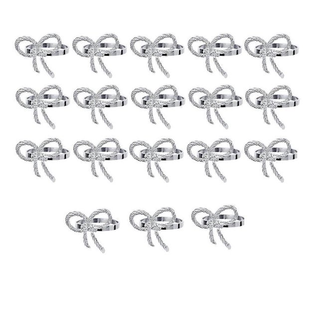 18Pc Napkin Rings Metal Hollow Out Flower Napkin Holder,Silver
