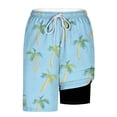 thumbnail image 5 of AHTJRT Men's Swim Trunks Built-In Shorts 2 in 1 Lightweight Elastic Drawstring Waist Summer Shorts Knee Length Quick Dry Beach Shorts Fashion Hawaiian Floral Print Bottoms Blue#02 XXXL, 5 of 7