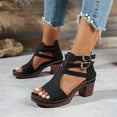 thumbnail image 3 of Gladiator Sandals for Women Fashion Buckle Ankle Strap Open Toe Heels Back Zipper Casual Summer Dress Shoes Black Size 7.5, 3 of 5