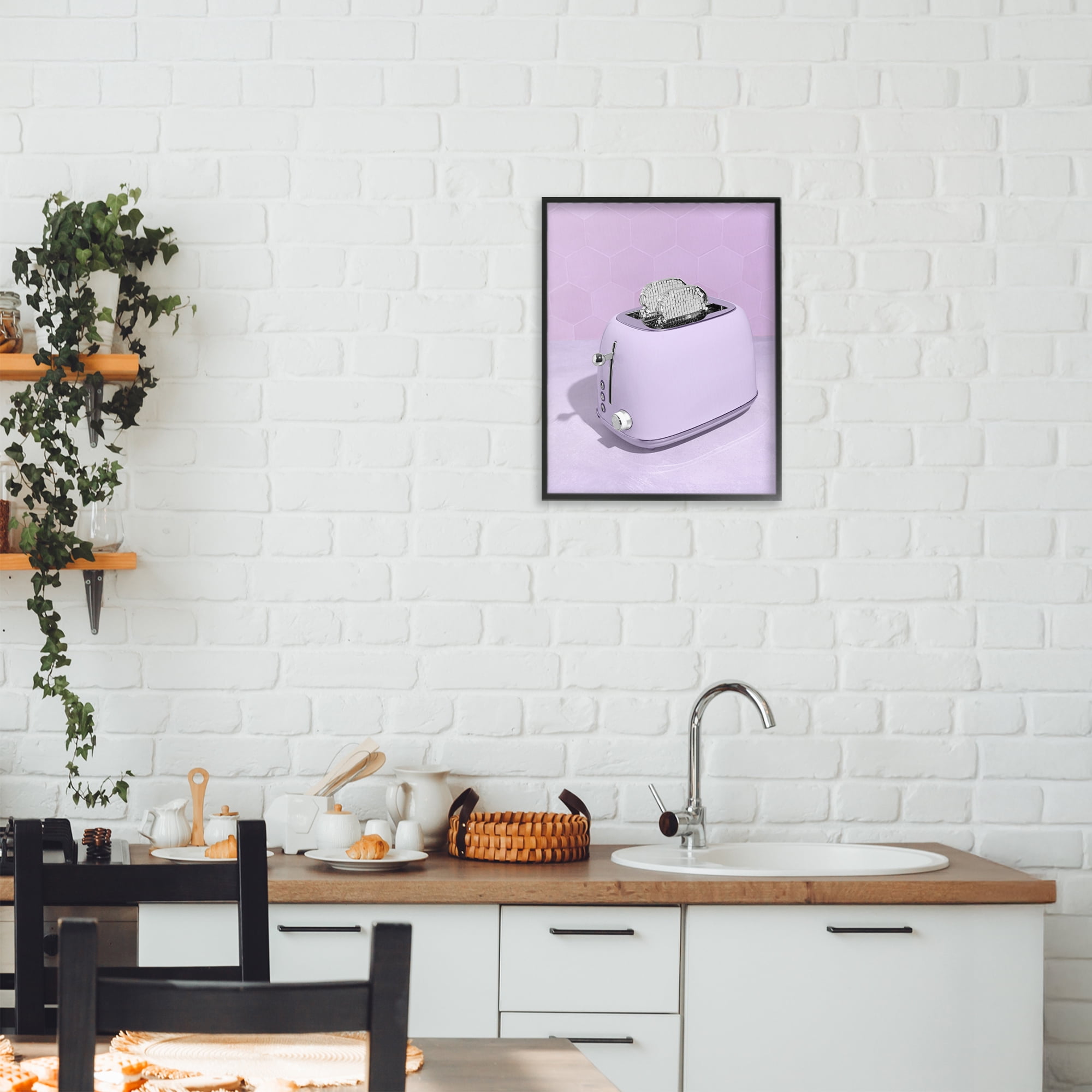 Stupell Industries Disco Toast over Purple Black Framed Giclee Art, design by LISH Creative