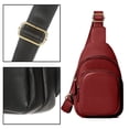 thumbnail image 3 of Dinheiro Mini bolso para cadáveres versátil, bolso de pecho de gran capacidad de PU simple para mujer Rojo vino, 3 of 5