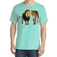 thumbnail image 2 of Wild Bobby, Wild African Lion and Cheetah, Animal Lover, Garment-Dyed Washed Look Short Sleeve T-Shirt, Mint, Medium, 2 of 3