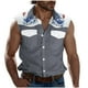 thumbnail image 2 of Camiseta sin mangas con cuello vuelto para hombre, estilo informal, a la moda, con estampado, cuello vuelto, sin mangas, bolsillos, deportiva, de poliéster, 2 of 5