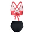 thumbnail image 4 of Bosfbaoi Swimsuit for Women 2-Piece High Waisted Bikini Set Twist Front Crisscross Back Top Tummy Control Bottom Regular Solid Bikini Sets for Women, 4 of 6