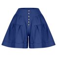 thumbnail image 5 of RYRJJ Women's Shorts Summer Baggy High Waisted Ruffle Flowy Wide Leg Buttons Pleated Casual Shorts Fashion Short Shorts(Blue,L), 5 of 7