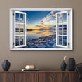thumbnail image 2 of wall26 Canvas Print Wall Art Window View Rustic Vibrant Sunset Lake Reflection Wilderness Nature Photography Realism Scenic Landscape Colorful Multicolor for Living Room, Bedroom, Office - 24"x3, 2 of 5