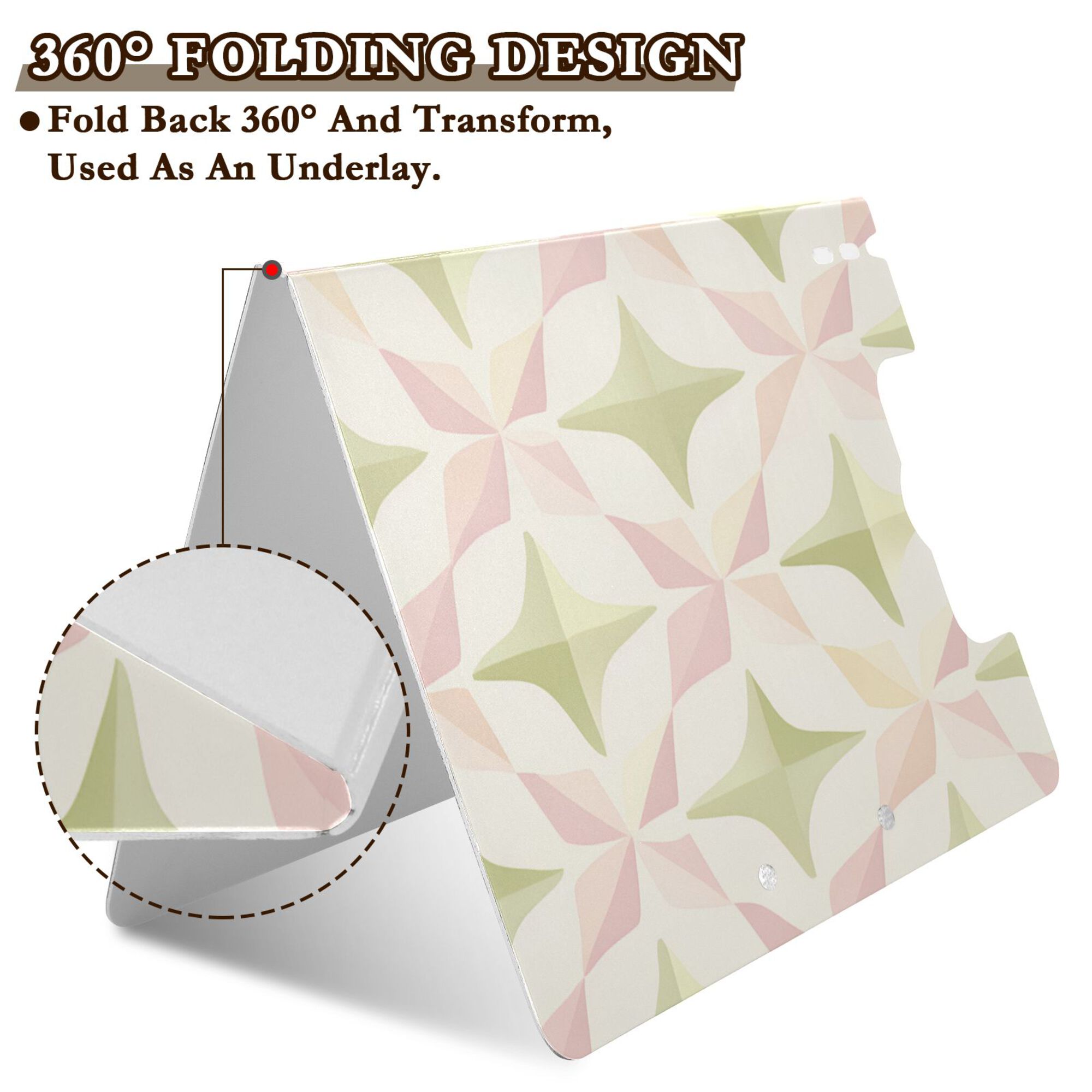 FORMRS A4 Clipboard Folder with Pen Holder Horizontal Foldable School Office Binder, Pastel Pink Geometric