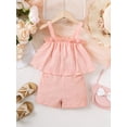 thumbnail image 2 of Infant Baby Girls Clothes 6 Months Girls Outfits 9 Months Girls Sleeveless Suspender Top Shorts 2PCS Summer Clothing Set Pink, 2 of 7