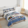 thumbnail image 3 of Homewish Farmhouse Lake House Bedding Comforter Set, Blue Grey Lodge Cabin Twin Comforter Sets, Cartoon Boat Paddle Reversible Bedding Set, Lightweight Room Decor, 2pcs, 3 of 8