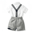 thumbnail image 4 of Grblisyd Toddler Baby Boy Clothes Suit Gentleman Wedding Outfits Formal Dress Shirt+Bowtie+Suspender Pants, 4 of 8