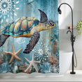 thumbnail image 2 of Ocean Turtle Starfish Fabric Shower Curtain Coral Marine Life Washable Shower Curtains for Bathroom, Waterproof Bath Curtain with Hooks Home Decor 72x72in, 2 of 8