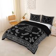 thumbnail image 3 of jejeloiu Chic Paisley Duvet Cover Queen For Men Women,Initial Letter A Queen Bedding,Black White,Black Reversible,3-Piece,1 Duvet Cover and 2 Pillowcases, 3 of 6