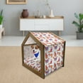 thumbnail image 3 of Fox Pet House, Snow Foxes with Winter Sweaters and Scarf Cartoon Vulpe Friends in Cozy Environment, Outdoor & Indoor Portable Dog Kennel with Pillow and Cover, 5 Sizes, Multicolor, by Ambesonne, 3 of 5