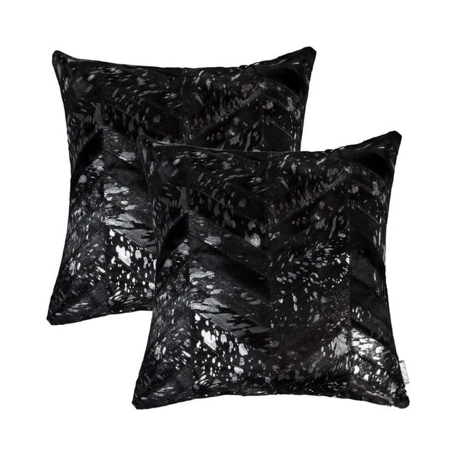 COUSSINS TORINO CHEVRON EN PEAU DE VACHE 18"X18" 2 PQT
