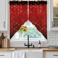 thumbnail image 6 of Ombre Red Geometric Swag Curtains for Kitchen/Bedroom/Living Room, Modern Abstract Art Scalloped Curtains 63 Inch Long, Rod Pocket Window Swag Topper Curtains Valances 2 Panels Set 36"x63", 6 of 8
