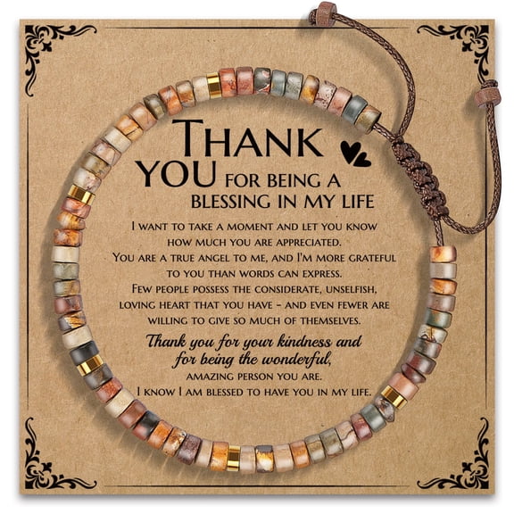 Elphaba Galinda Thank You Bracelet Gifts for Women - Appreciation Inspirational Gifts for Coworker, Unique Healing Red Creek Jasper Bracelet Bracelets for Classmate Farewell Gift for Friends Teachers