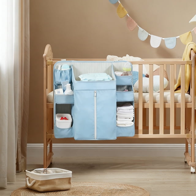 Lunxisen 3 Pcs Storage Bag Hanging Organizer Cartoon Design Multi-Purpose Bedside Nursery Storage Solution Portable Washable Diaper Caddy