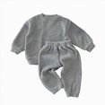 thumbnail image 4 of TOWED22 Infant Baby Girl Fall Winter Clothing Outfits Long Sleeve Graphic Tee and High Waist Pants Cute Print Clothes 2 Piece Set(Light Gray,6-12 M), 4 of 4