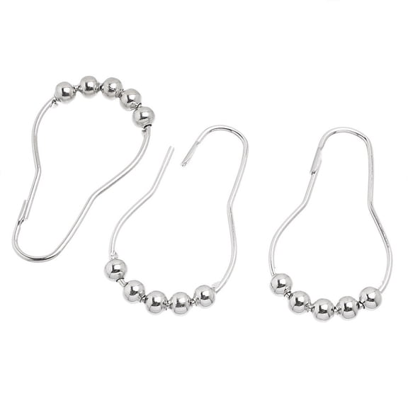 GOOHOCHY 16 Pcs Curved Shower Curtain Hook Bathroom Essentials 7X3.8cm Silver