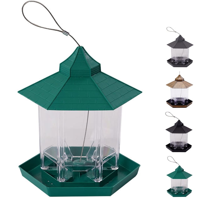 Comedero para pájaros colgante con forma hexagonal, resistente al agua, para atraer pájaros, decoración de jardín