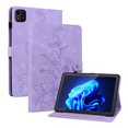 thumbnail image 2 of FJLBDE Case for Itel Pad 1 10.1 inch, Embossed Flower PU Leather Flip Wallet Folio Stand Cover, Purple, 2 of 7