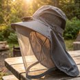 thumbnail image 4 of Sun Hat with Fan, Solar Drive Cooling Hat, Full Face Neck Flap Mosquito Net Sun Hat, Wide Brim Breathable Mesh Fan Cap, for Gardening, Hiking, Fishing, 4 of 6
