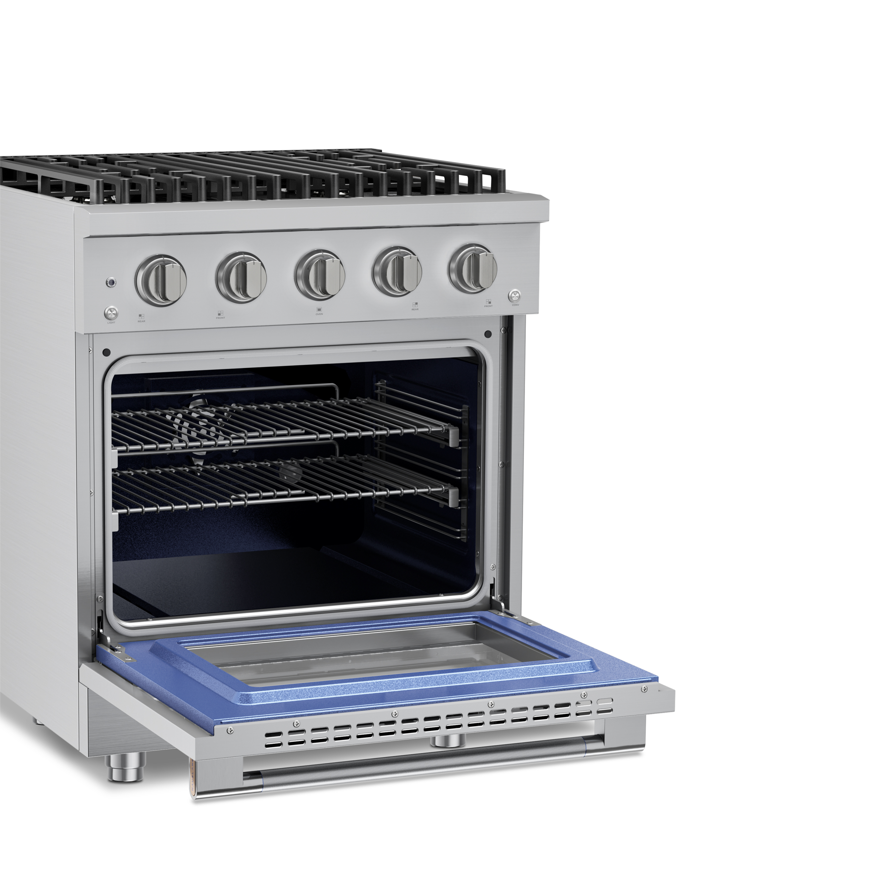 HausPro 30 in. 4 Burners (20,000 BTU) Freestanding Dual Fuel Range in Stainless Steel with Convection Oven Silver