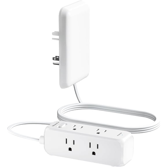 Maxxmarket Flat Outlet Extender with Cover, Flat Plug Power Strip with 6 AC Outlets, 2000 Joules Surge Protector, 3FT Flat Extension Cord, Home Office Travel Dorm Room Essentials