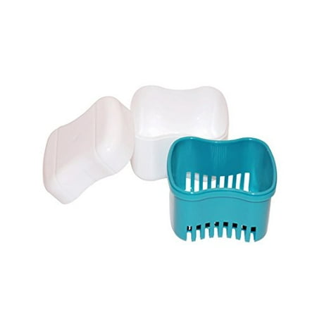 Dental Night Guard -Denture - Teeth Retainer Bath With Basket European Style Attractive Durable Design Color Teal - Size Standard