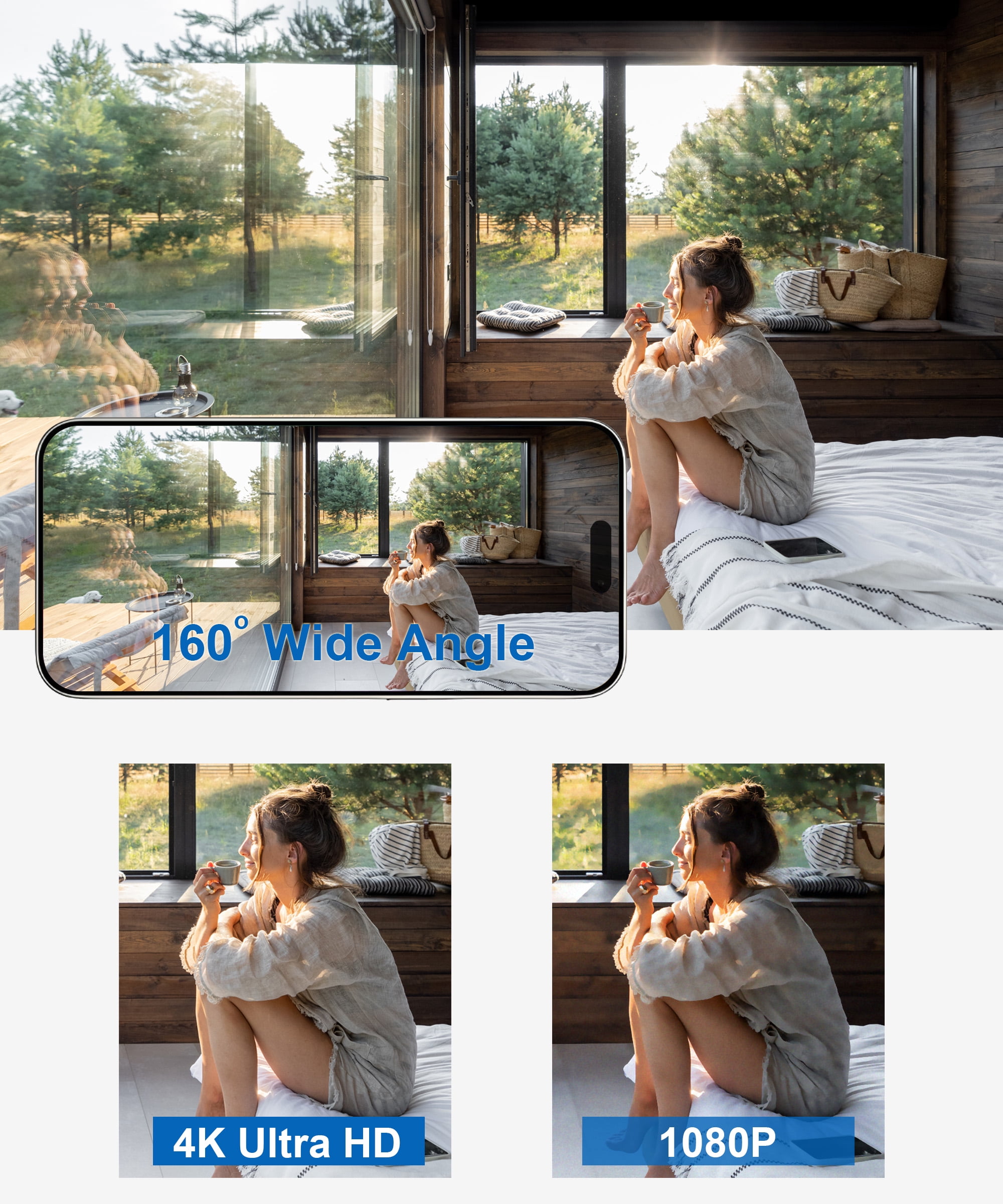 CAMDUCK 4K Indoor Home Security Cameras for Baby/Elder/Dog/Pet Camera ,BLACK