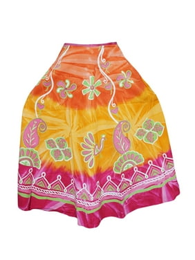 Mogul Women's Long Skirt Colorful Floral Print Trendy Rayon Skirts