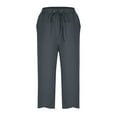 thumbnail image 4 of UAMVSH Womens Capris for Summer Trendy Tulip Hem Casual Capri Pants with Pockets Baggy Elastic Waist Drawstring Cropped Pants, 4 of 6